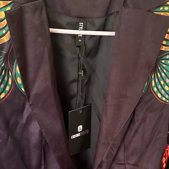 STYLEWE Long Sleeve Floral Blazer Women’s Size Small Black and Multi Color - Picture 2 of 4